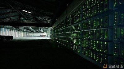 A well-organized cryptocurrency mining farm with rows of mining machines