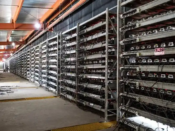 An intricate view of a high-efficiency mining rig, optimized for reduced power consumption