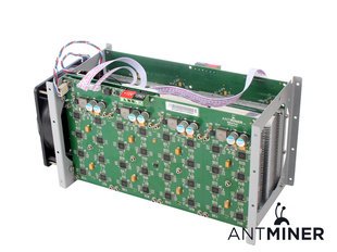 Close-up of high-performance cryptocurrency mining rig working in a host facility